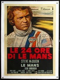 1v079 LE MANS linen Italian one-panel poster '71 best close up art of race car driver Steve McQueen!