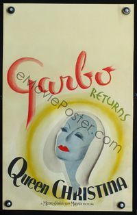 1v139 QUEEN CHRISTINA WC '33 great completely different deco artwork of glamorous Greta Garbo!
