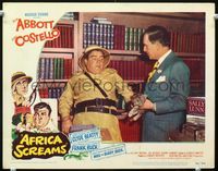 1w061 AFRICA SCREAMS movie lobby card #7 '49 Bud Abbott terrifies Lou Costello with kitten!