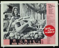 1w068 AROUND THE WORLD WITH NOTHING ON lobby card '58 sexy full-length naked nudist Carole Wilson!