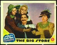 1w082 BIG STORE lobby card '41 Margaret Dumont tries to lead Groucho Marx from beautiful women!