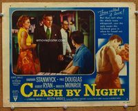 1w098 CLASH BY NIGHT movie lobby card #4 '52 Barbara Stanwyck, Paul Douglas, Robert Ryan