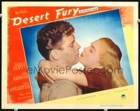 1w118 DESERT FURY LC #5 '47 great close romantic portrait of Lizabeth Scott holding Burt Lancaster!