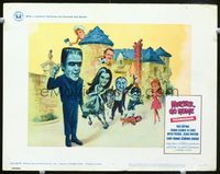 1w016 MUNSTER GO HOME lobby card #7 '66 great artwork of entire family including pretty Marilyn!