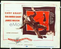 1w001 NORTH BY NORTHWEST title card '59 Cary Grant, Eva Marie Saint, Alfred Hitchcock, cool image!