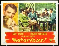 1w012 NOTORIOUS lobby card #6 '46 Cary Grant, Ingrid Bergman & Claude Rains have drinks together!