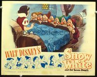 1w035 SNOW WHITE & THE SEVEN DWARFS LC R44 Disney, great image in bed surprised by all the dwarfs!