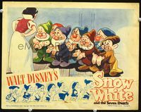 1w036 SNOW WHITE & THE SEVEN DWARFS LC R44 great image of Snow White inspecting dwarfs' hands!