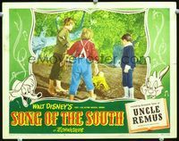 1w044 SONG OF THE SOUTH lobby card #6 '46 Walt Disney, Bobby Driscoll defends girl from tough boys!