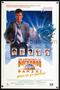 1x015 ADVENTURES OF BUCKAROO BANZAI one-sheet poster '84 cool sci-fi art of Peter Weller & cast!