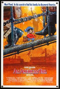 1x029 AMERICAN TAIL 1sheet '86 Steven Spielberg, Don Bluth, art of Fievel the mouse by Drew Struzan!