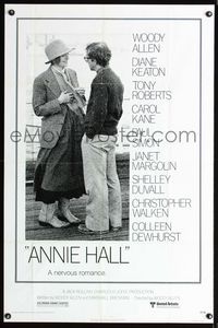 1x032 ANNIE HALL one-sheet poster '77 full-length Woody Allen & Diane Keaton, a nervous romance!