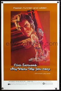 1x033 ANY WHICH WAY YOU CAN one-sheet movie poster '80 cool artwork of Clint Eastwood by Bob Peak!