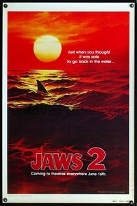 1x001 JAWS 2 teaser 1sh '78classic image, just when you thought it was safe to go back in the water!