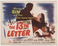 1y005 13th LETTER title card '51 Otto Preminger, Linda Darnell, a strange kind of killer is loose!