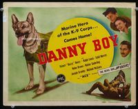 1y081 DANNY BOY title lobby card '46 U.S. Marine K-9 Corps German Shepherd dog hero in uniform!