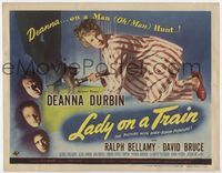 1y188 LADY ON A TRAIN TC '45 detective Deanna Durbin in pajamas with flashlight on a manhunt!
