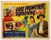 1y191 LAST FRONTIER UPRISING signed title card '47 by Monte Hale, who is with pretty Adrian Booth!