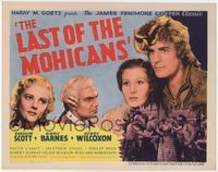 1y192 LAST OF THE MOHICANS TC '36 Randolph Scott, Heather Angel, from James Fenimore Cooper novel!
