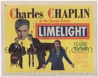 1y203 LIMELIGHT movie title lobby card '52 aging Charlie Chaplin & pretty young Claire Bloom!