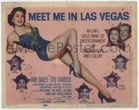 1y235 MEET ME IN LAS VEGAS movie title lobby card '56 super sexy full-length showgirl Cyd Charisse!