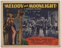 1y237 MELODY & MOONLIGHT title lobby card '40 Johnny Downs, great image of sexy girl in sarong!