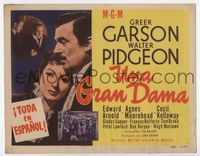 1y245 MRS. PARKINGTON Spanish/U.S. title card '44 romantic close up of Greer Garson & Walter Pidgeon!