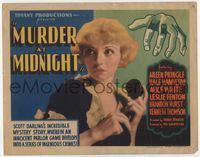 1y246 MURDER AT MIDNIGHT TC '31 scared Aileen Pringle holding phone is menaced by green hand!