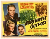 1y265 NORTHWEST OUTPOST title lobby card '47 Nelson Eddy, pretty Ilona Massey, Nelson Schildkraut