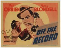 1y267 OFF THE RECORD TC '39 really cool artwork of newspaper reporters Pat O'Brien & Joan Blondell!