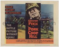 1y283 PORK CHOP HILL movie title lobby card '59 cool art of Korean War soldier Gregory Peck!