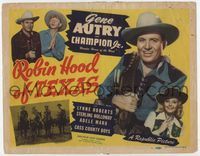 1y299 ROBIN HOOD OF TEXAS TC '47 smiling Gene Autry with gun, Sterling Holloway, Lynne Roberts