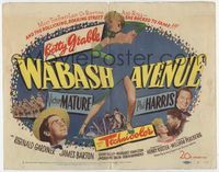 1y367 WABASH AVENUE title card '50 artwork of sexy dancer Betty Grable, Victor Mature & Phil Harris