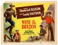 1y372 WEST OF THE BRAZOS title lobby card '50 cowboys Jimmy Shamrock Ellison & Russ Lucky Hayden!