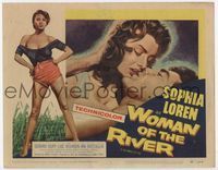 1y388 WOMAN OF THE RIVER title card R57 sexiest full-length art of Sophia Loren & kiss close up too!