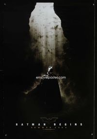 1z056 BATMAN BEGINS DS teaser one-sheet '05 great image of Christian Bale as the Caped Crusader!