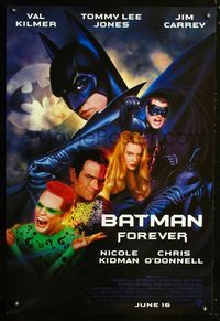 1z057 BATMAN FOREVER advance one-sheet '95 Val Kilmer, Nicole Kidman, Tommy Lee Jones, Jim Carrey