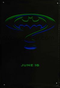 1z060 BATMAN FOREVER teaser one-sheet '95 Val Kilmer, Nicole Kidman, Tommy Lee Jones, Jim Carrey