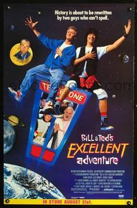 1z076 BILL & TED'S EXCELLENT ADVENTURE video one-sheet movie poster '89 Keanu Reeves
