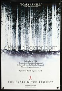 1z081 BLAIR WITCH PROJECT DS teaser 1sheet '99 horror cult classic, cool negative image of forest!