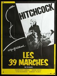 2a234 39 STEPS French one-panel R80s Alfred Hitchcock, Robert Donat handcuffed to Madeleine Carroll!