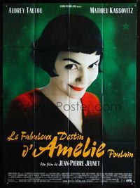 2a247 AMELIE French one-panel movie poster '01 Jean-Pierre Jeunet, great close up of Audrey Tautou!
