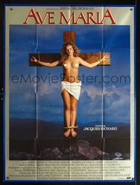 2a256 AVE MARIA French one-panel poster '84 Anna Karina, wild image of half-naked crucified girl!