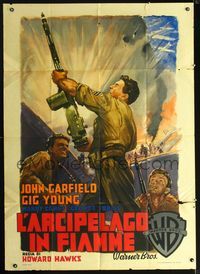 2a542 AIR FORCE Italian 1panel '43 Howard Hawks, art of John Garfield in World War II by Martinati!