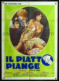 2a546 ANTE UP Italian one-panel poster '74 Paolo Nuzzi's Il Piatto Piange, sexiest gambling art!