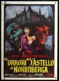 2a553 BARON BLOOD Italian one-panel '72 Mario Bava, horror art of screaming Elke Sommer by Iaia!