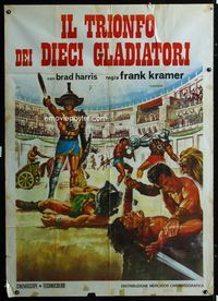 2a545 ANNO 79: LA DISTRUZIONE DI ERCOLANO Italian 1p R70s cool artwork of gladiators in the arena!