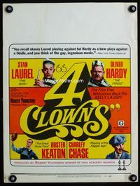 2a007 4 CLOWNS window card movie poster '70 Stan Laurel & Oliver Hardy, Buster Keaton, Charley Chase