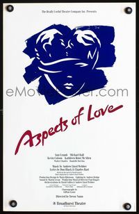 2a019 ASPECTS OF LOVE stage play window card poster '90 Ann Crumb, Trevor Nunn Broadway musical!