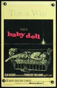 2a020 BABY DOLL window card '57 Elia Kazan, classic image of sexy troubled teen Carroll Baker!